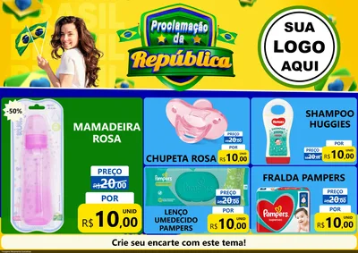 Modelo de Encarte para Encarte A4 Horizontal com o tema Proclamação da República para Bebês