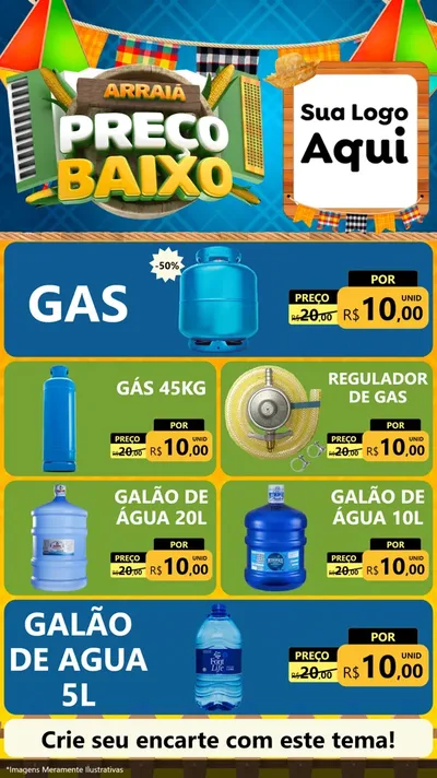 Modelo de TV para TV Vertical com o tema Arraiá de Preço Baixo - Junina para Água e gás