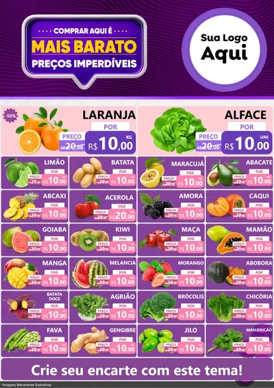Modelo de Encarte para Encarte A4 Vertical com o tema Mais Barato para Hortifrúti