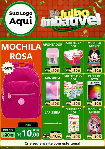 Modelo de Encarte para Encarte A4 Vertical com o tema Julho Imbatível para Papelaria