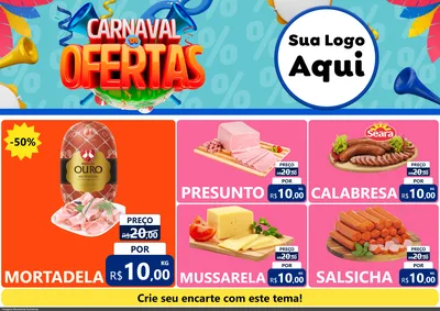 Modelo de Encarte para Encarte A4 Horizontal com o tema Carnaval de Ofertas para Frios e Laticínios