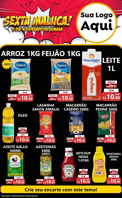 Modelo de Encarte para Encarte Grande com o tema Sexta Maluca! para Supermercado