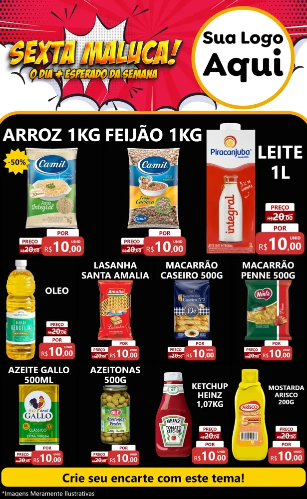 Modelo de Encarte para Encarte Grande com o tema Sexta Maluca! para Supermercado