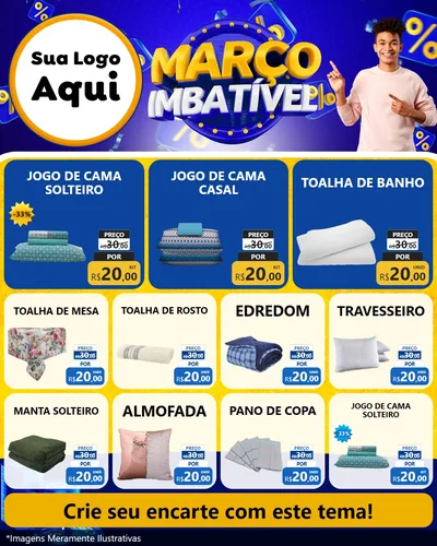 Modelo de Rede Social para Feed Instagram com o tema Março Imbatível para Cama, Mesa e Banho