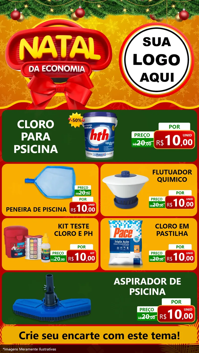 Modelo de TV para TV Vertical com o tema Natal da Economia para Produtos para Piscina