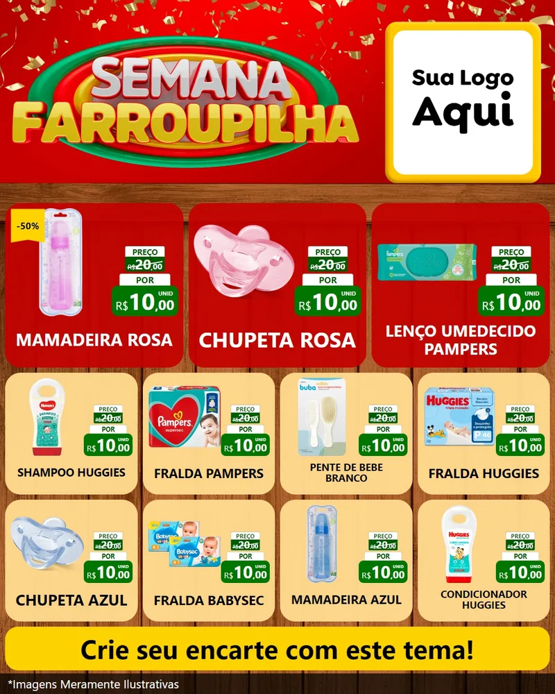 Modelo de Rede Social para Feed Instagram com o tema Semana Farroupilha para Bebês