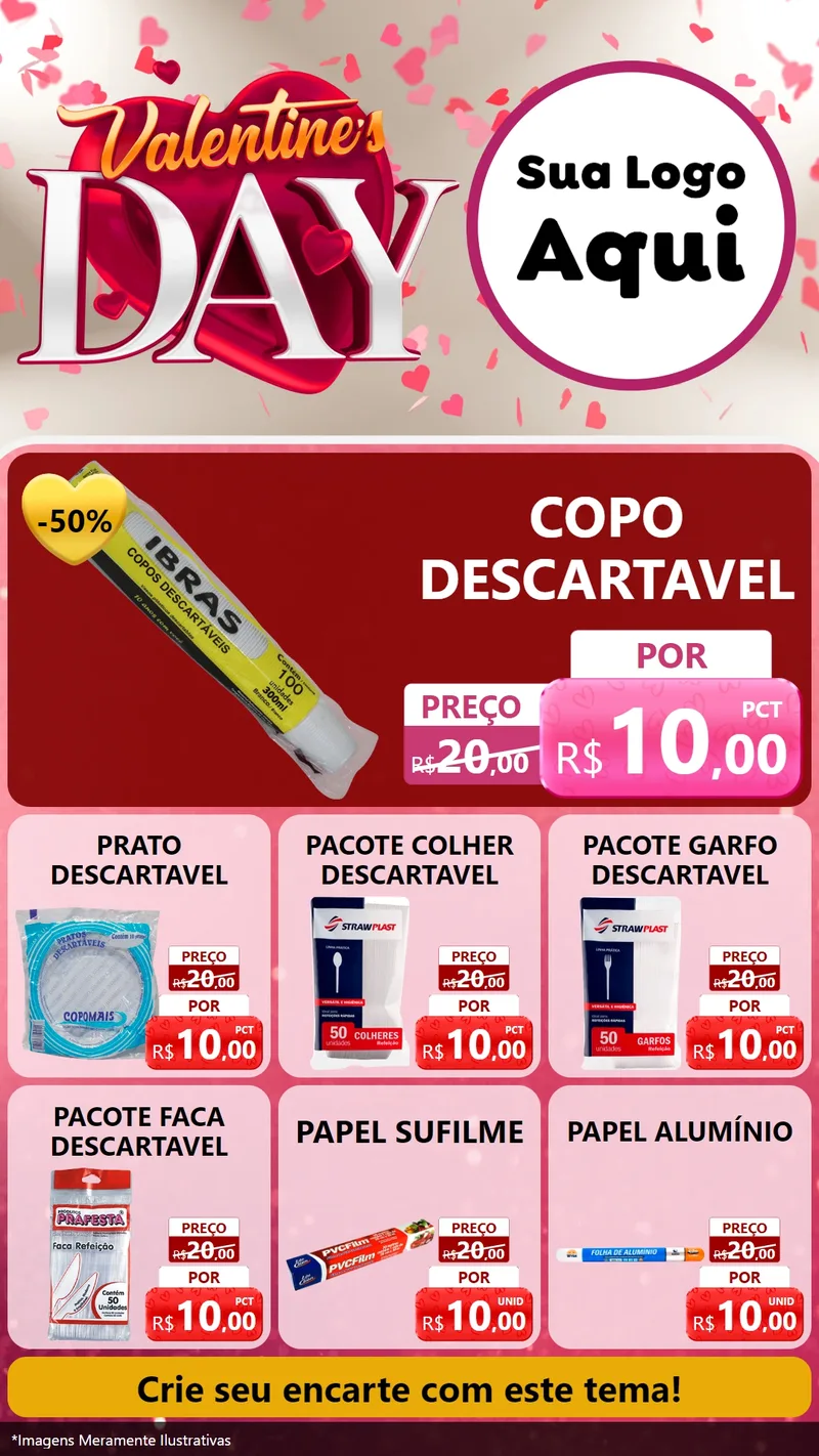 Modelo de Rede Social para Stories com o tema Valentine's Day para Embalagens