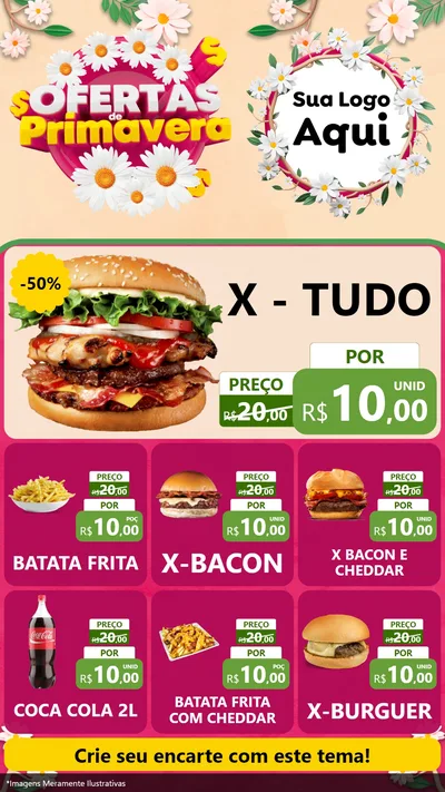 Modelo de Rede Social para Stories com o tema Ofertas de Primavera para Hamburgueria