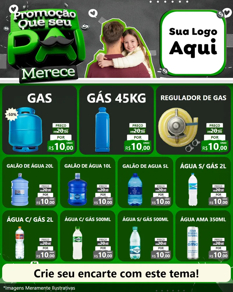 Modelo de Rede Social para Feed Instagram com o tema Promoção Que seu Pai Merece para Água e gás