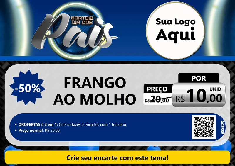 Modelo de Cartaz para Cartaz A4 Horizontal com o tema Sorteio Dia Dos Pais para Restaurante