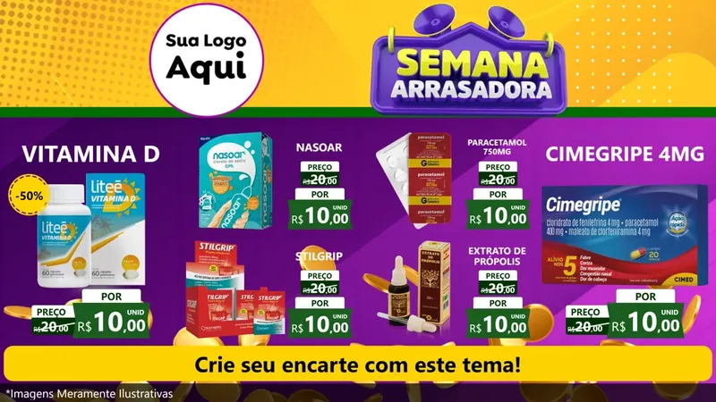 Modelo de TV para TV Horizontal com o tema Semana Arrasadora para Farmácia