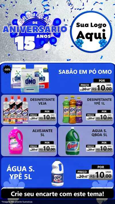 Modelo de TV para TV Vertical com o tema Promoção de Aniversário - 15 Anos para Produtos de Limpeza