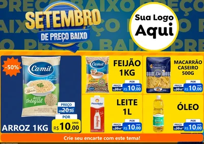 Modelo de Encarte para Encarte A4 Horizontal com o tema Setembro De Preço Baixo para Supermercado