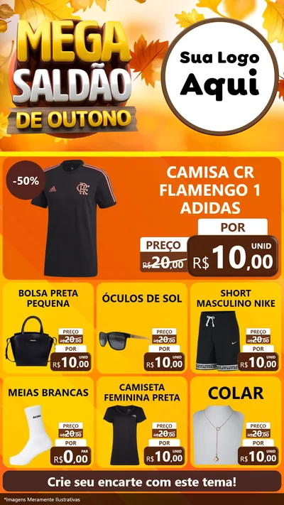 Modelo de Rede Social para Stories com o tema Mega Saldão de Outono para Roupas e acessórios