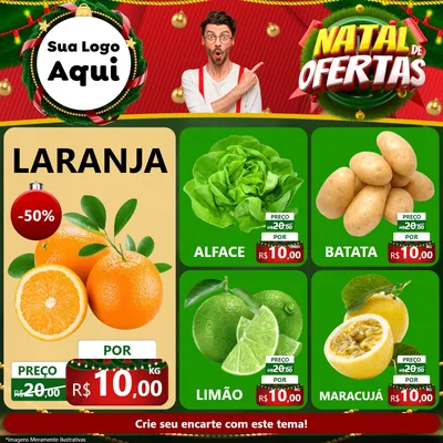 Modelo de Rede Social para Feed Facebook com o tema Natal de Ofertas para Hortifrúti