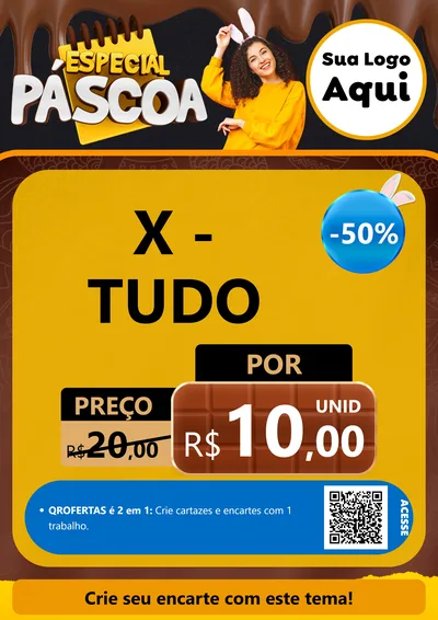 Modelo de Cartaz para Cartaz A4 Vertical com o tema Especial Páscoa para Hamburgueria
