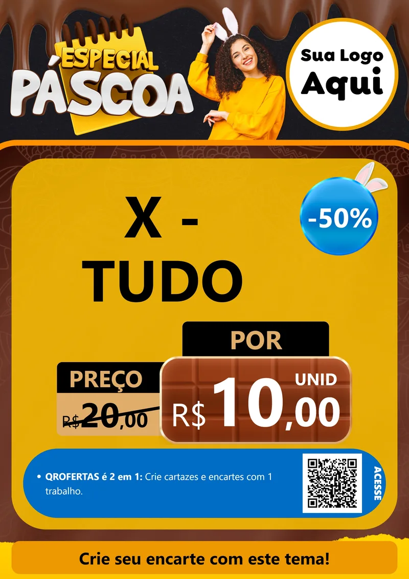 Modelo de Cartaz para Cartaz A4 Vertical com o tema Especial Páscoa para Hamburgueria