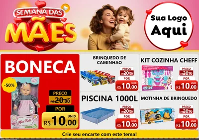 Modelo de Encarte para Encarte A4 Horizontal com o tema Semana das Mães para Brinquedos