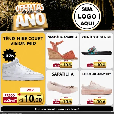 Modelo de Rede Social para Feed Facebook com o tema Ofertas de Fim de Ano para Calçados