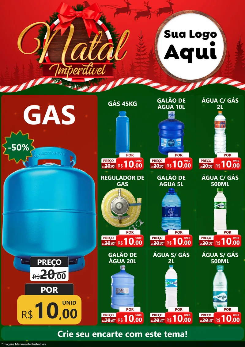 Modelo de Encarte para Encarte A4 Vertical com o tema Natal Imperdível para Água e gás