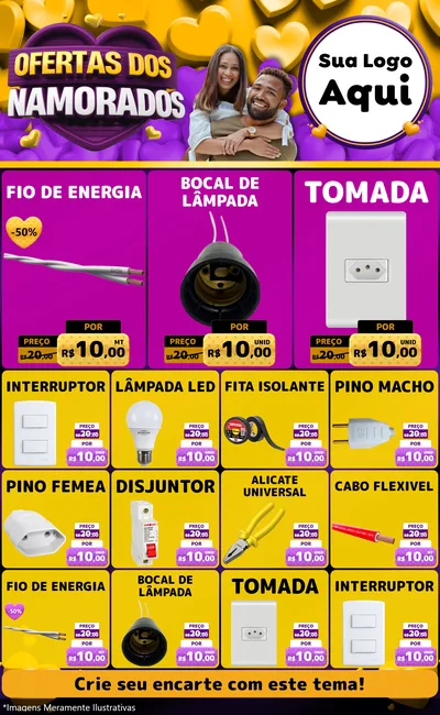 Modelo de Encarte para Encarte Grande com o tema Oferta Dos Namorados para Materiais Elétricos