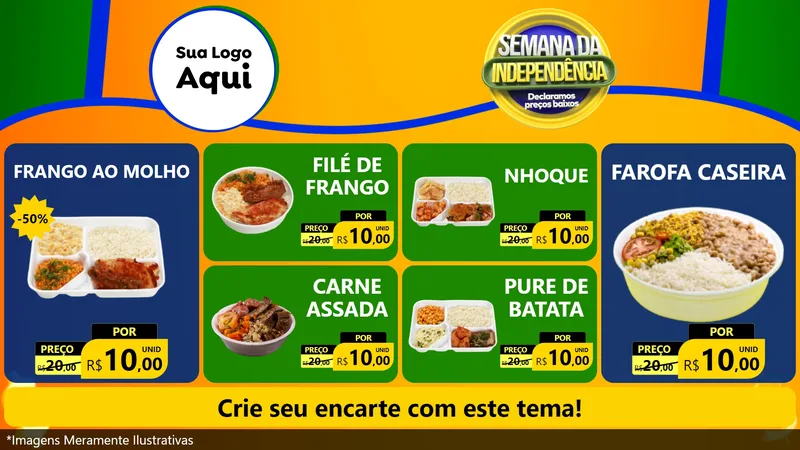 Modelo de TV para TV Horizontal com o tema Semana da Independência Declaramos Preços Baixos para Restaurante