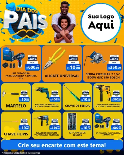 Modelo de Rede Social para Feed Instagram com o tema Dia dos Pais para Maquinas e Ferramentas
