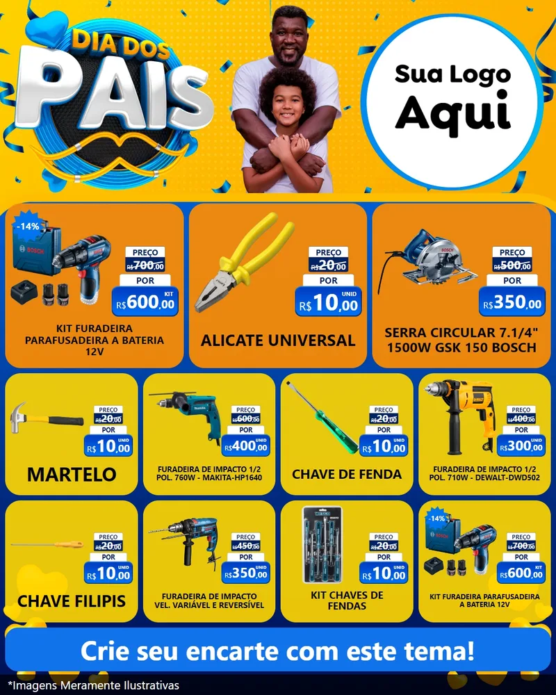 Modelo de Rede Social para Feed Instagram com o tema Dia dos Pais para Maquinas e Ferramentas