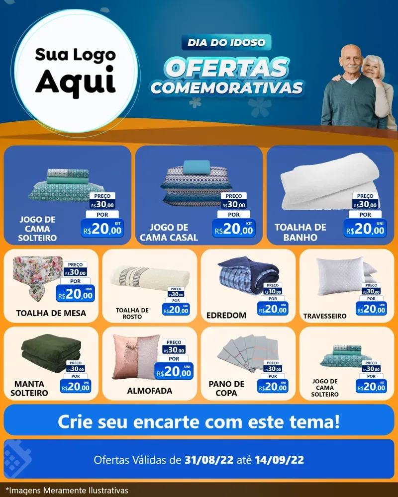 Modelo de Rede Social para Feed Instagram com o tema Dia do Idoso para Cama, Mesa e Banho