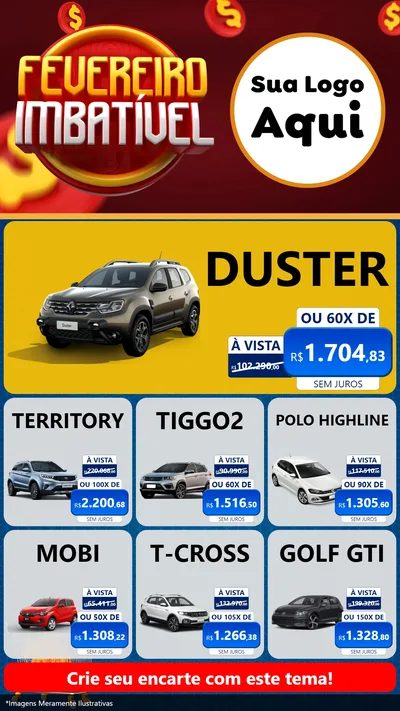Modelo de Rede Social para Stories com o tema Fevereiro Imbatível para Concessionaria de Carros