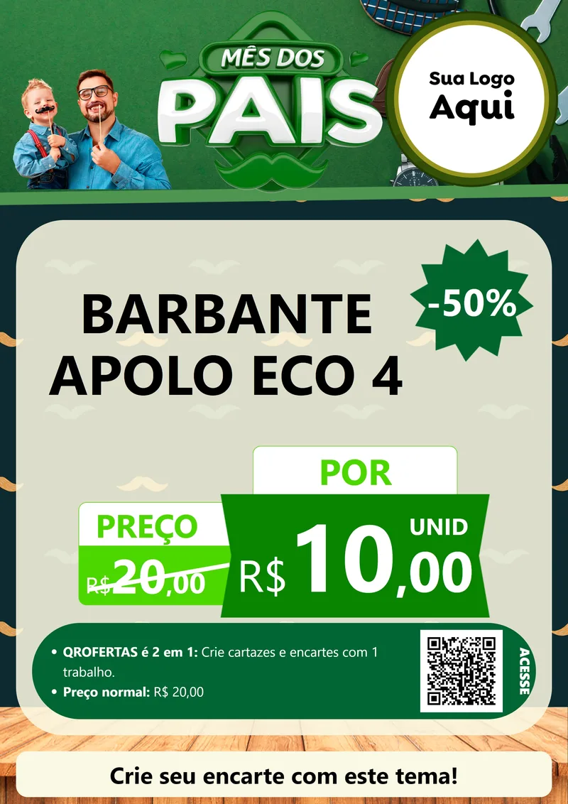 Modelo de Cartaz para Cartaz A4 Vertical com o tema Mês dos Pais para Armarinho e Aviamentos