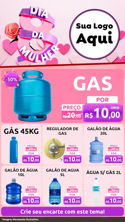 Modelo de Rede Social para Stories com o tema Dia da Mulher para Água e gás