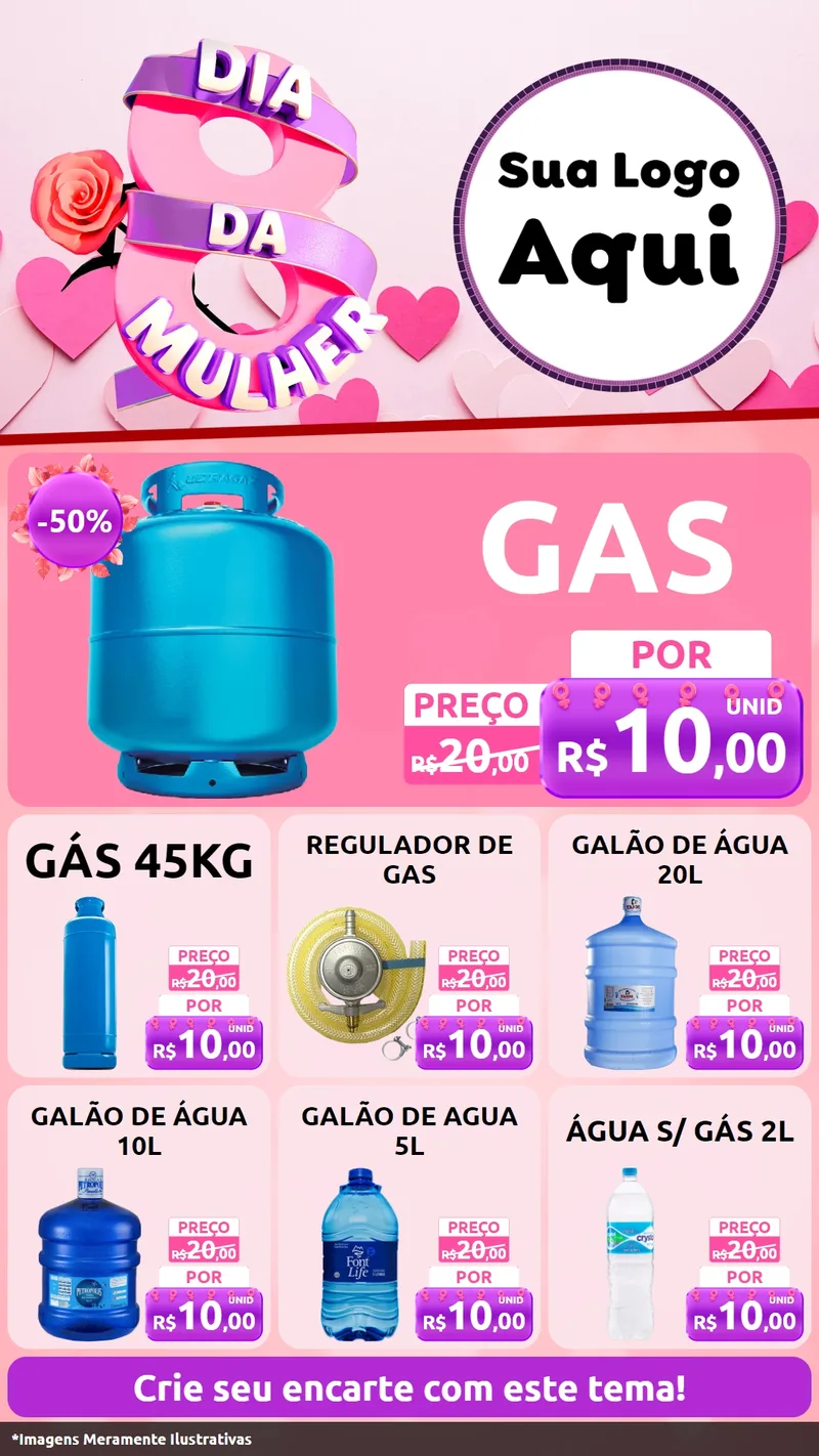 Modelo de Rede Social para Stories com o tema Dia da Mulher para Água e gás