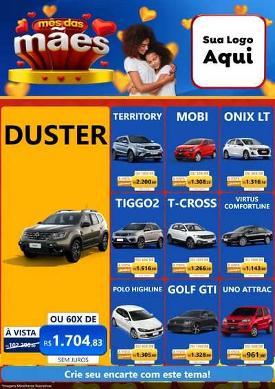 Modelo de Encarte para Encarte A4 Vertical com o tema Mês das Mães para Concessionaria de Carros
