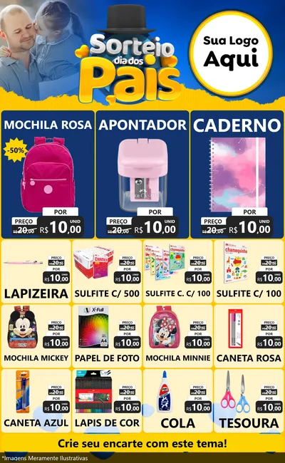 Modelo de Encarte para Encarte Grande com o tema Sorteio Dia Dos Pais para Papelaria