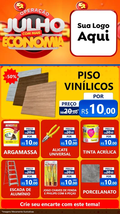 Modelo de Rede Social para Stories com o tema Operação Julho Com Mais Economia para Material para Construção