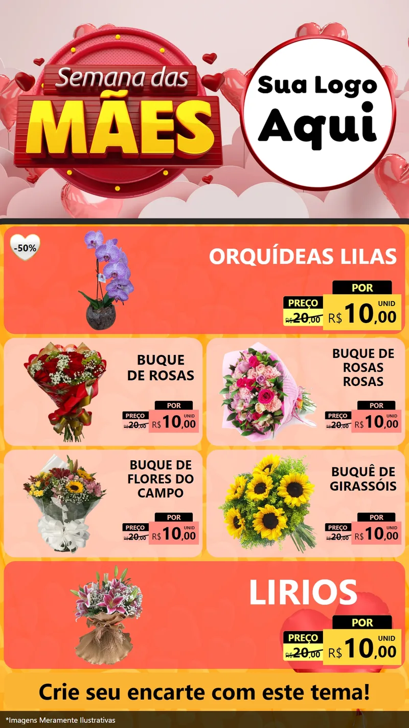 Modelo de TV para TV Vertical com o tema Semana das Mães para Floricultura e jardim