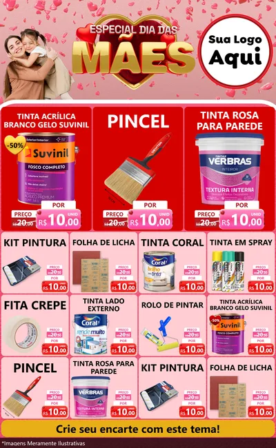 Modelo de Encarte para Encarte Grande com o tema Especial Dia Das Mães para Tintas e Ferramentas