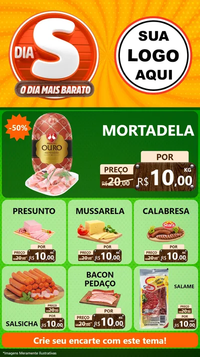 Modelo de Rede Social para Stories com o tema Dia S - O Dia Mais Barato para Frios e Laticínios