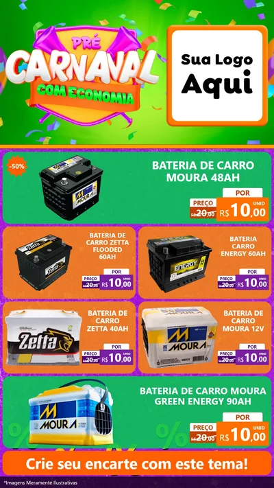 Modelo de TV para TV Vertical com o tema Pré-Carnaval Com Economia para Baterias Elétricas