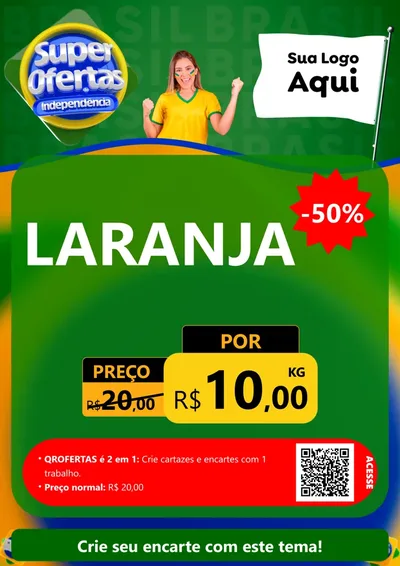 Modelo de Cartaz para Cartaz A4 Vertical com o tema Super Ofertas de Independência para Hortifrúti