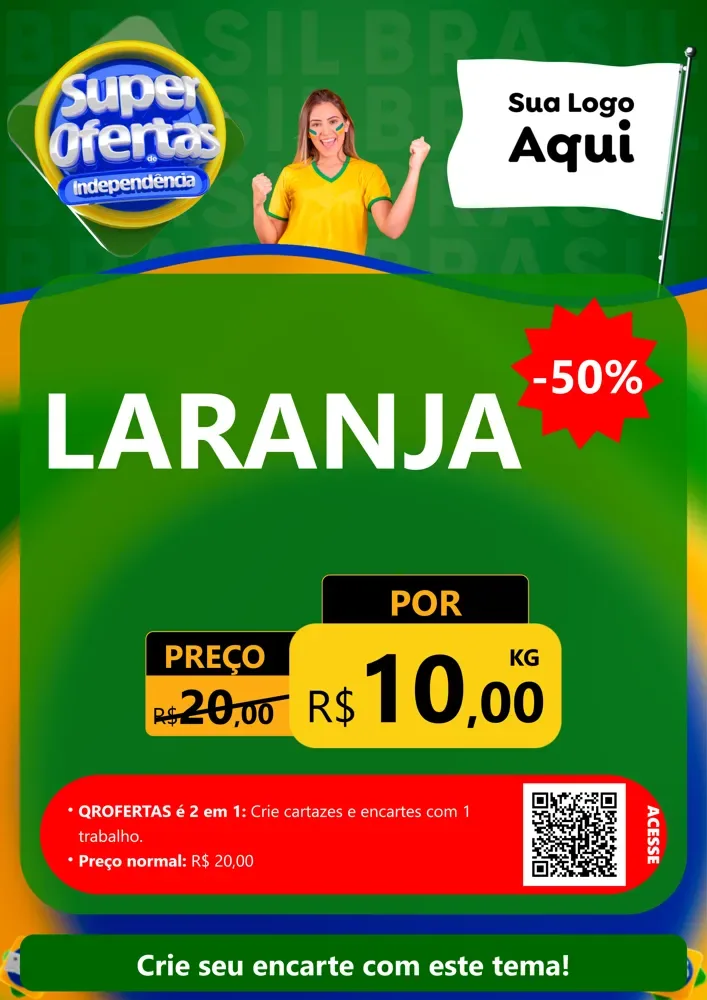 Modelo de Cartaz para Cartaz A4 Vertical com o tema Super Ofertas de Independência para Hortifrúti