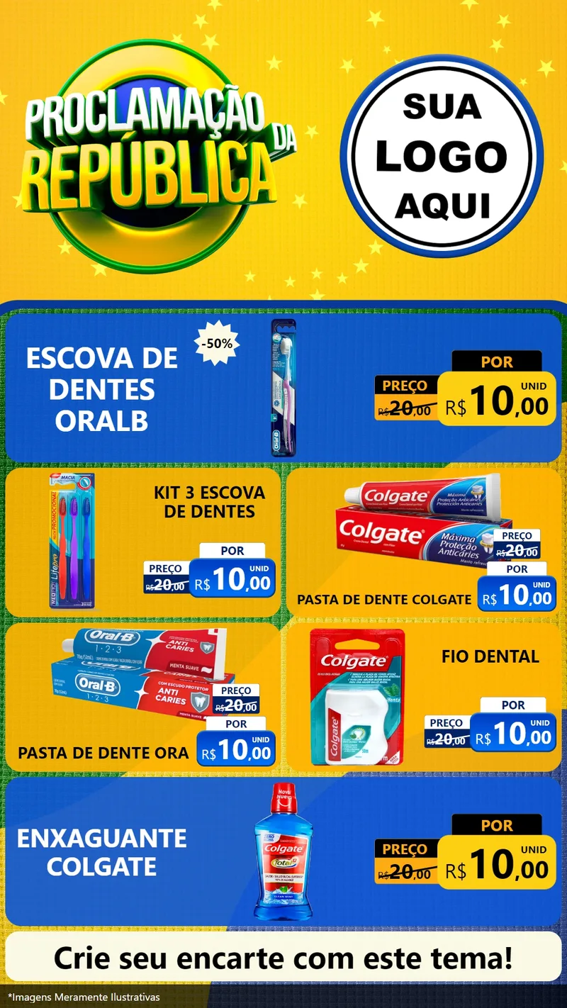 Modelo de TV para TV Vertical com o tema Proclamação da República para Higiene Pessoal