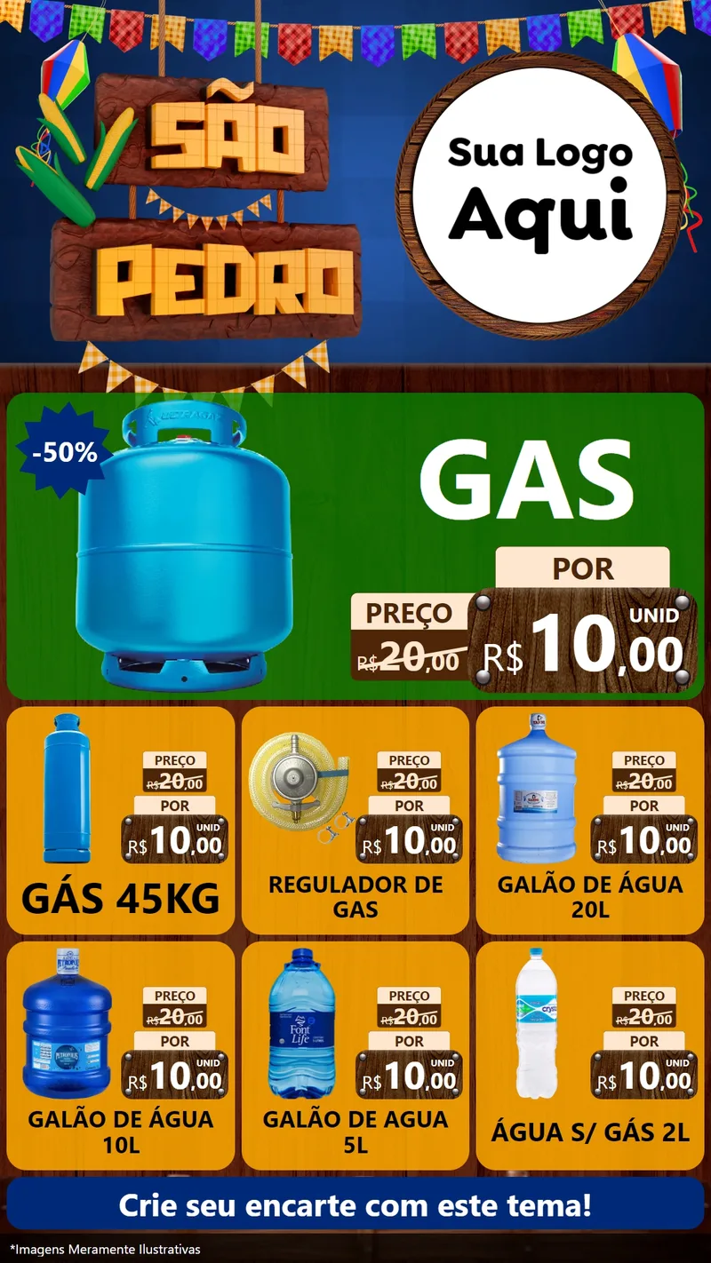 Modelo de Rede Social para Stories com o tema São Pedro para Água e gás