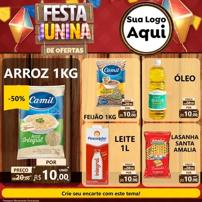 Modelo de Rede Social para Feed Facebook com o tema Festa Junina de Ofertas para Supermercado