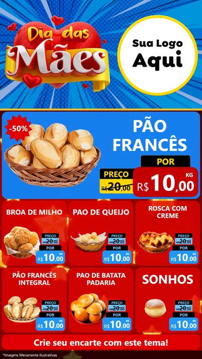 Modelo de Rede Social para Stories com o tema Dia das Mães para Padaria