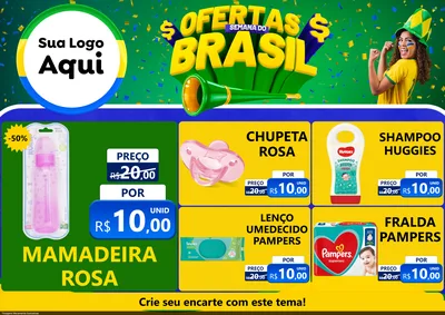 Modelo de Encarte para Encarte A4 Horizontal com o tema Ofertas Semana do Brasil para Bebês