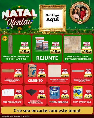 Modelo de Rede Social para Feed Instagram com o tema Natal de Ofertas para Pisos e revestimentos