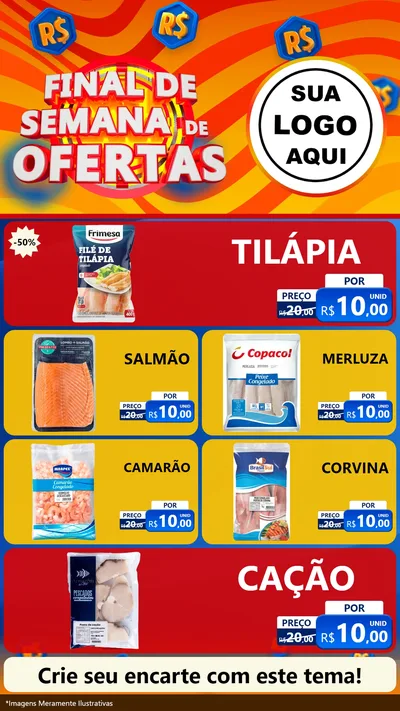 Modelo de TV para TV Vertical com o tema Final de Semana de Ofertas para Peixaria