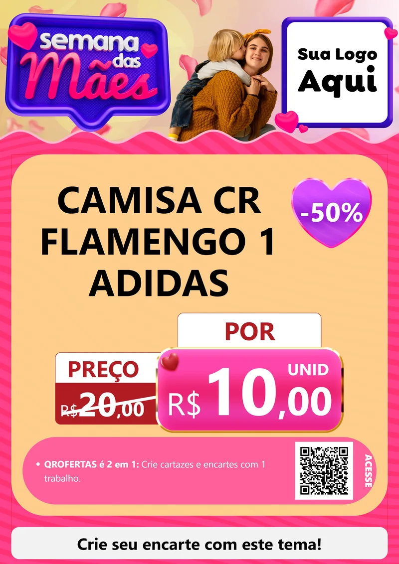 Modelo de Cartaz para Cartaz A4 Vertical com o tema Semana das Mães para Roupas e acessórios